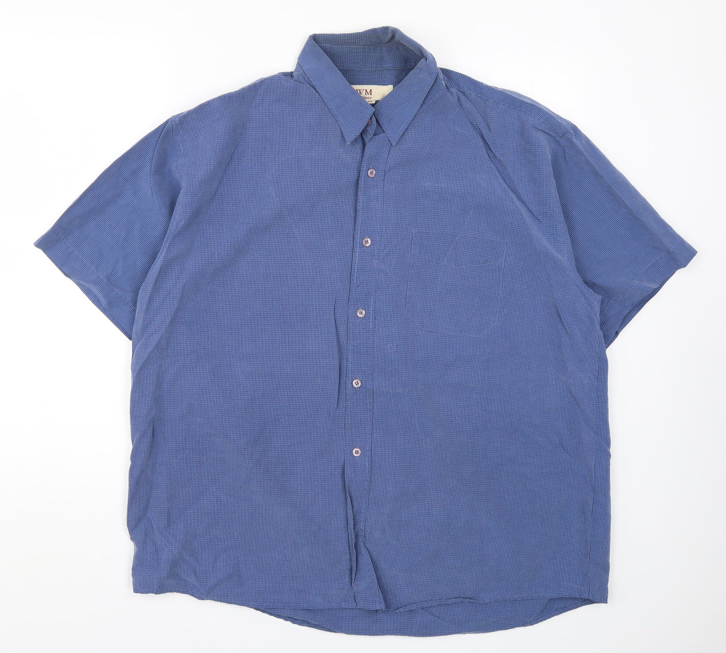 EWM Mens Blue Check   Button-Up Size XL