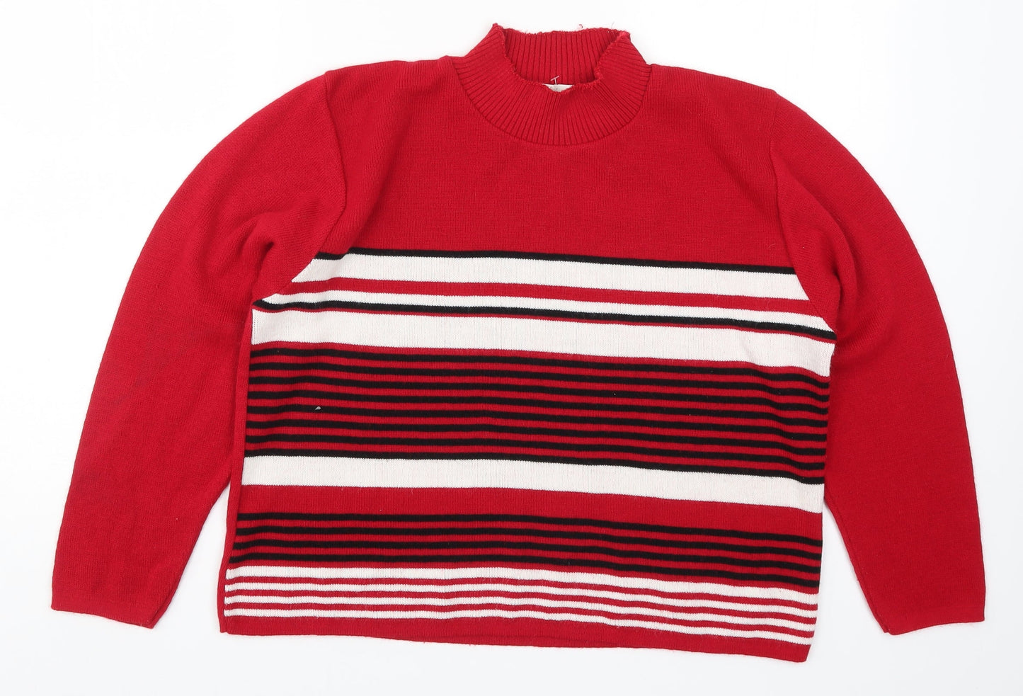 Vida Vi Womens Red Striped Knit Pullover Jumper Size L