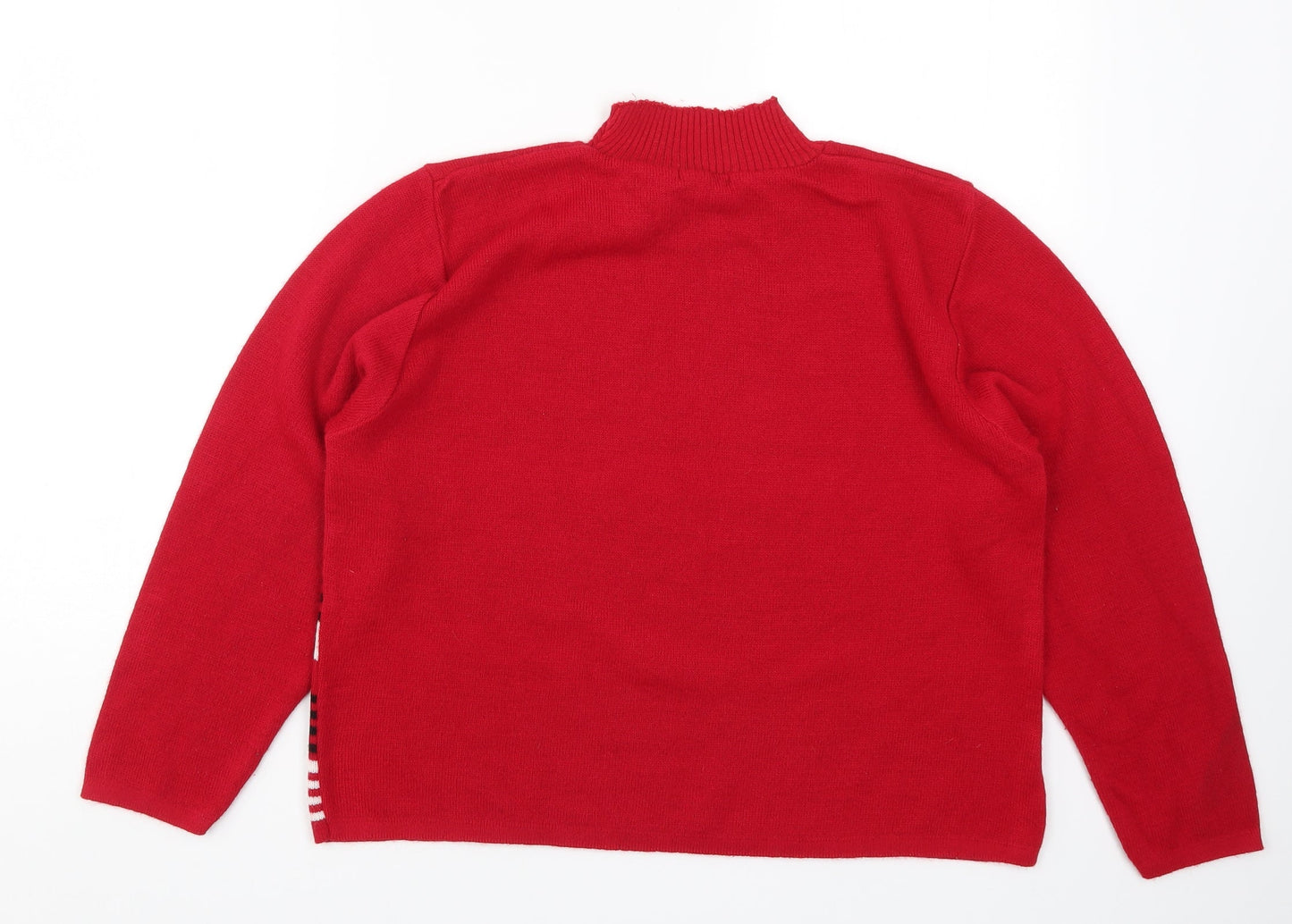 Vida Vi Womens Red Striped Knit Pullover Jumper Size L