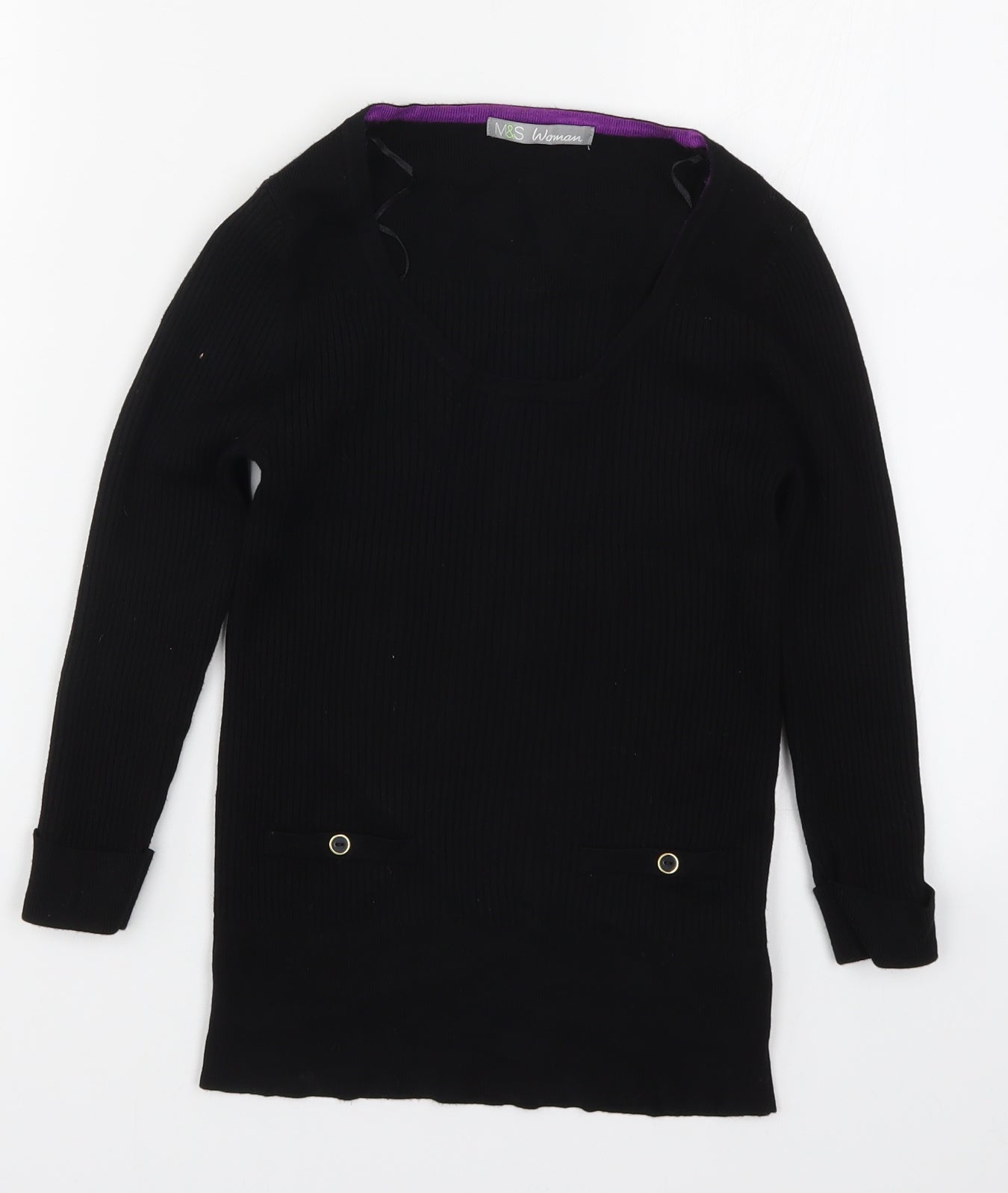 Marks and Spencer Womens Black  Knit Pullover Jumper Size 10
