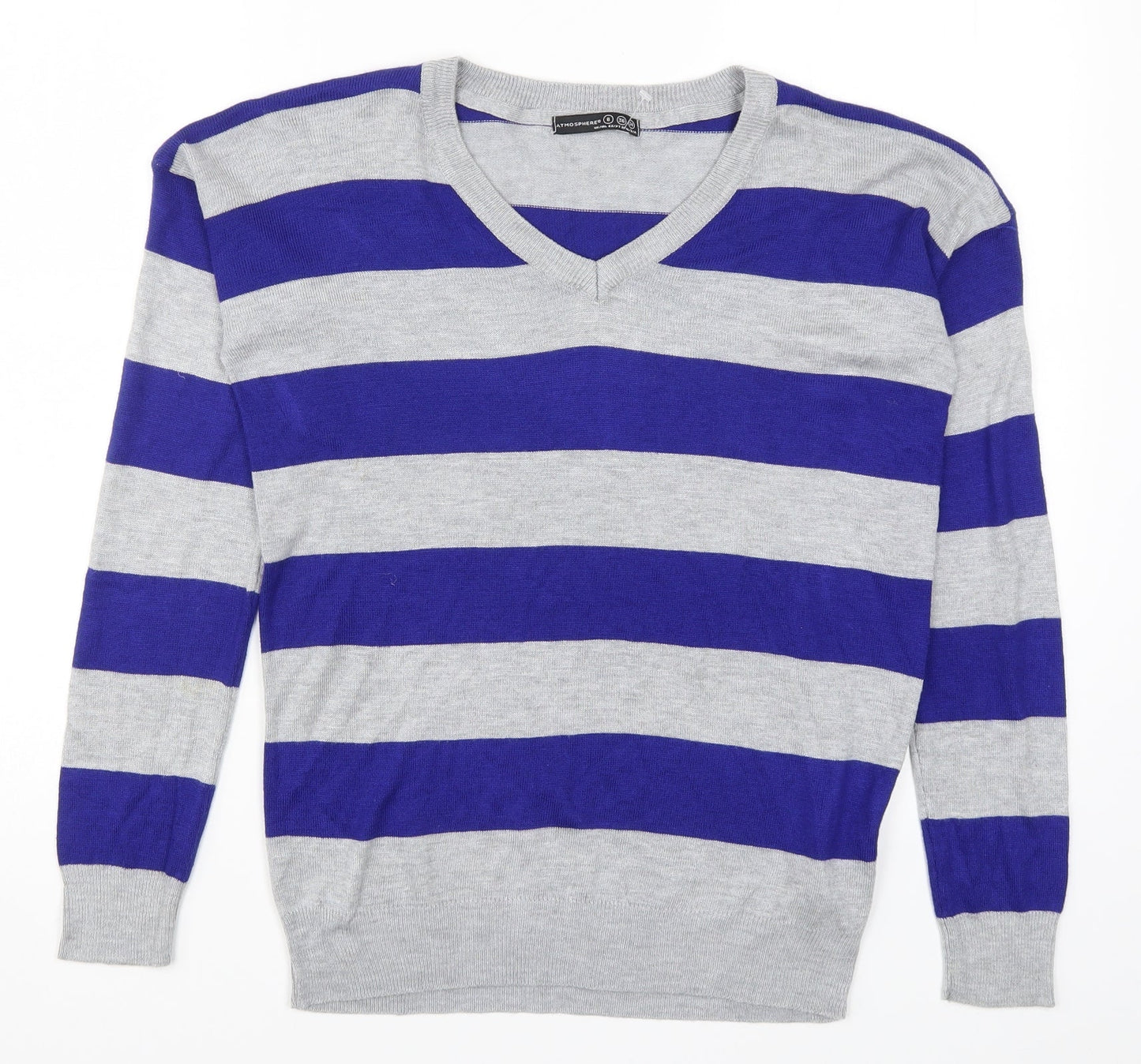 Atmosphere Womens Blue Striped Knit Pullover Jumper Size 8