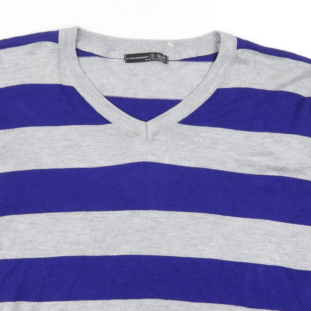 Atmosphere Womens Blue Striped Knit Pullover Jumper Size 8