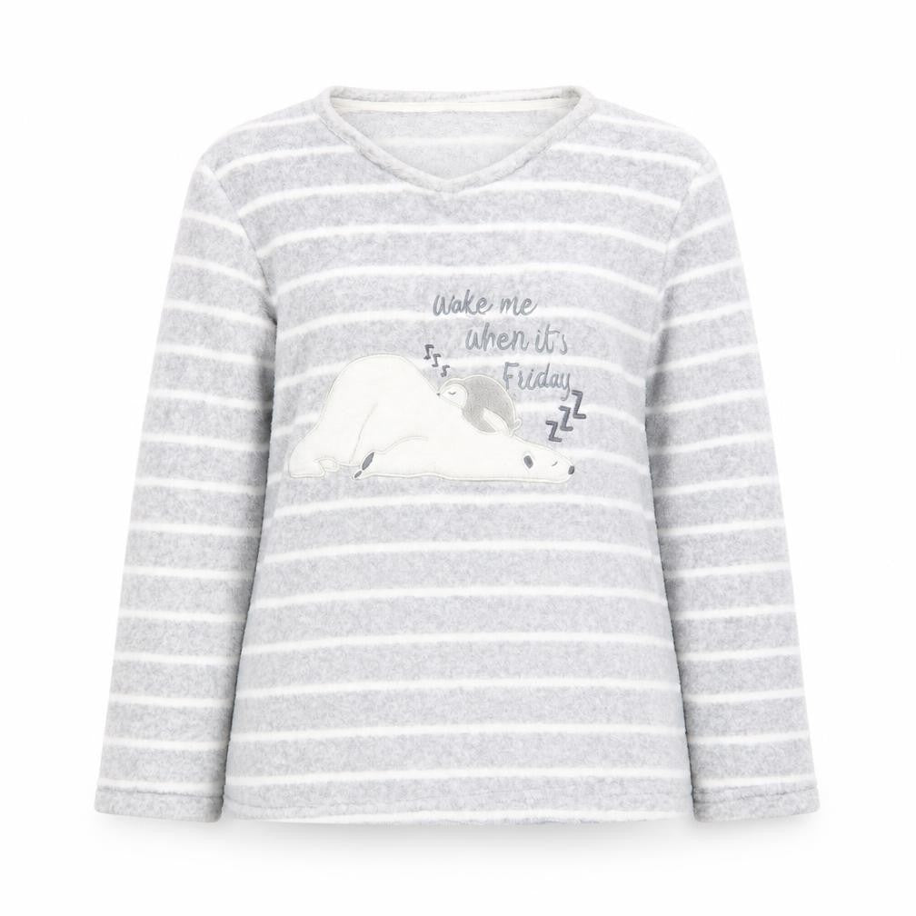 F&F Womens Grey Geometric  Top Pyjama Set Size 12