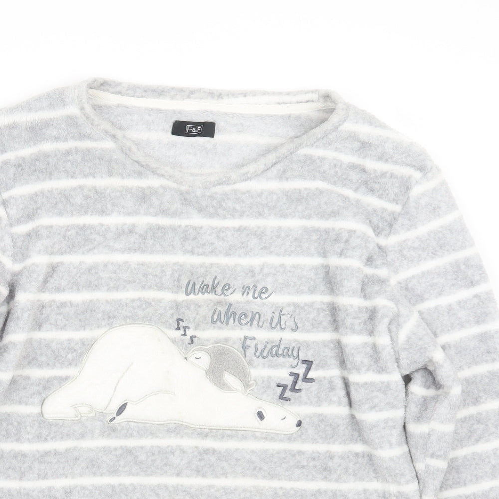 F&F Womens Grey Geometric  Top Pyjama Set Size 12