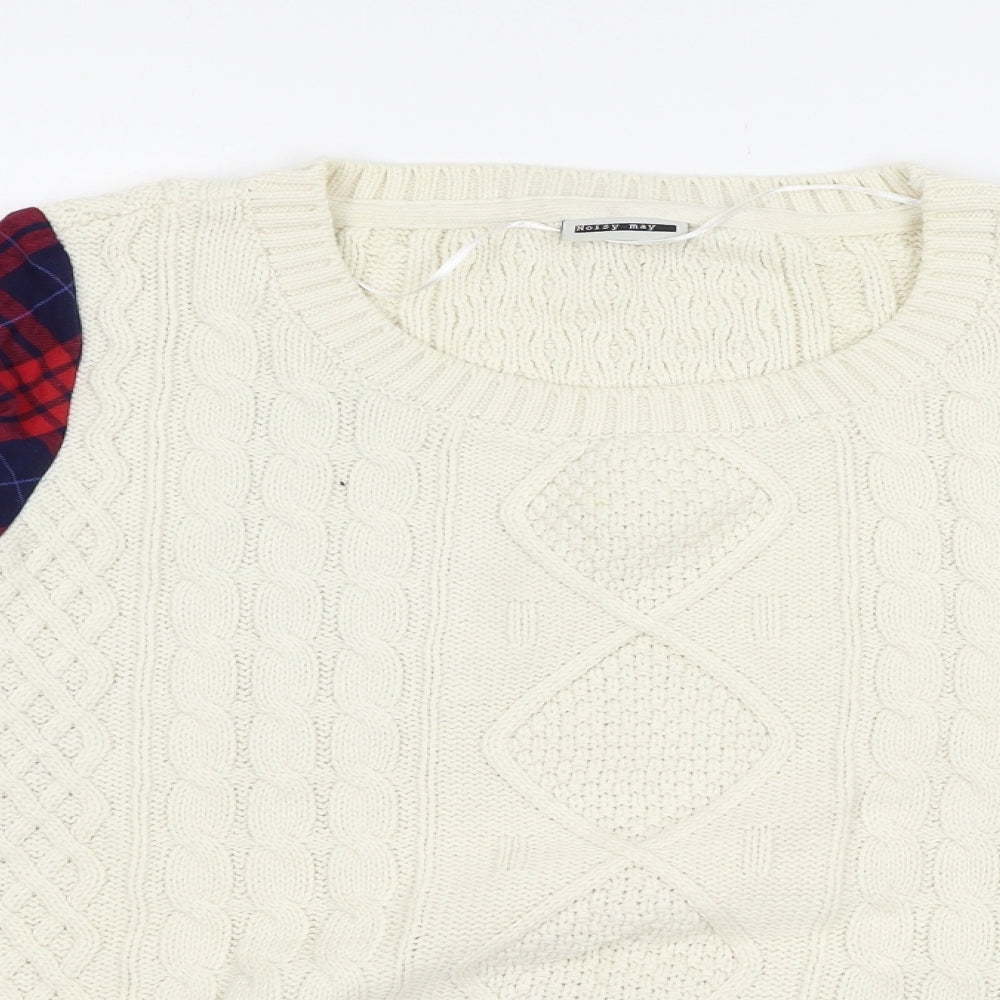 Noisy may Womens Ivory  Knit Pullover Jumper Size 8