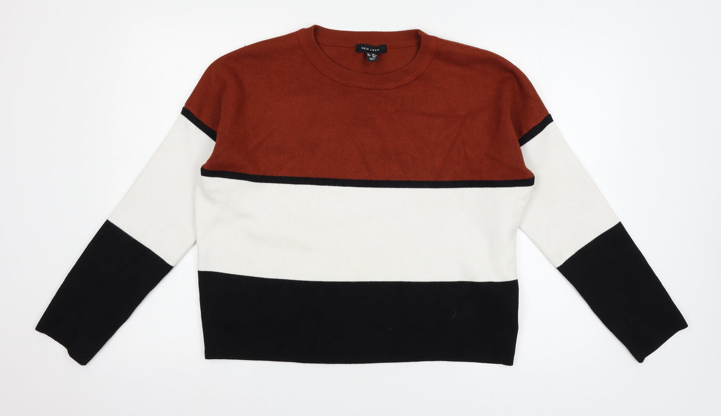 New Look Womens Brown Striped Knit Pullover Jumper Size M