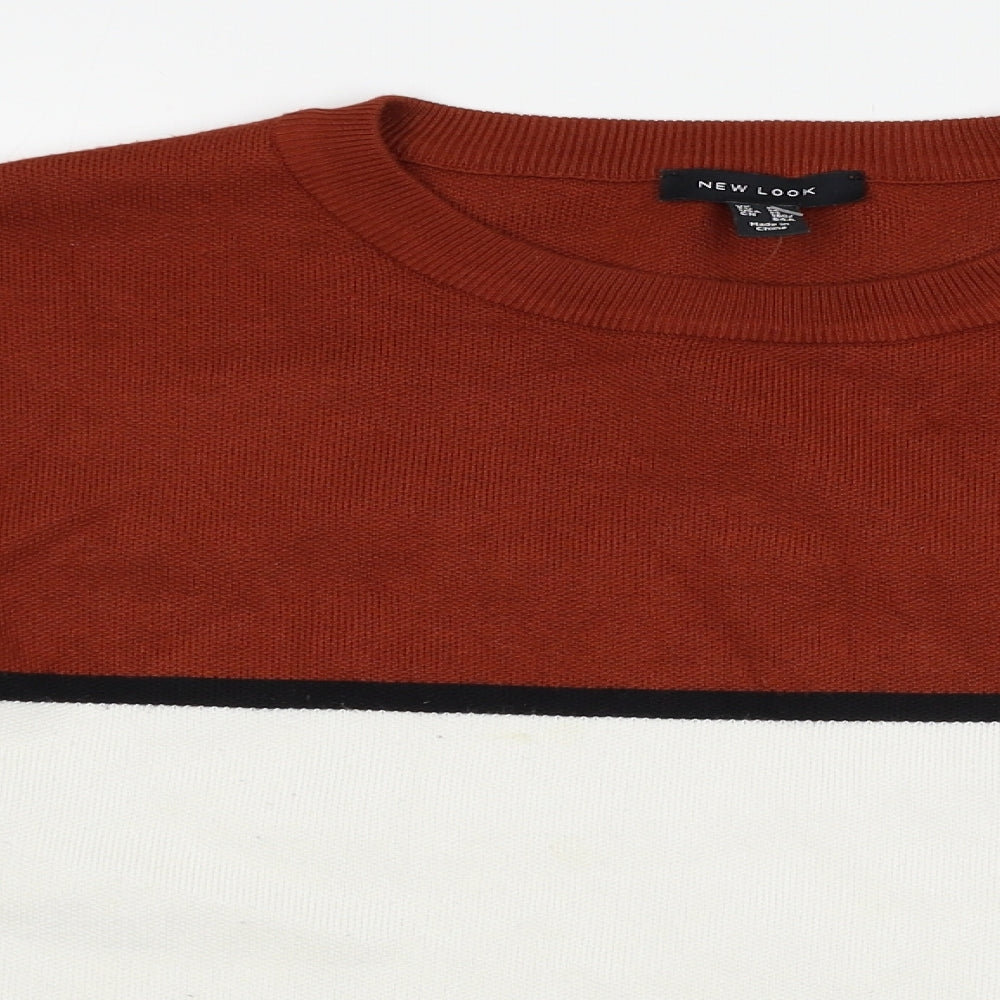 New Look Womens Brown Striped Knit Pullover Jumper Size M