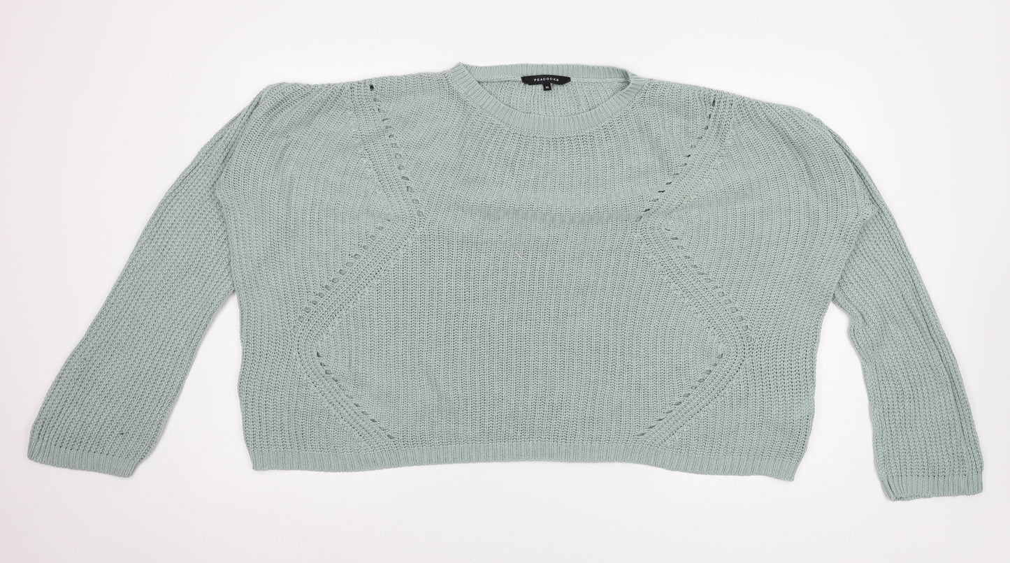 Peacocks Womens Green  Knit Pullover Jumper Size XL