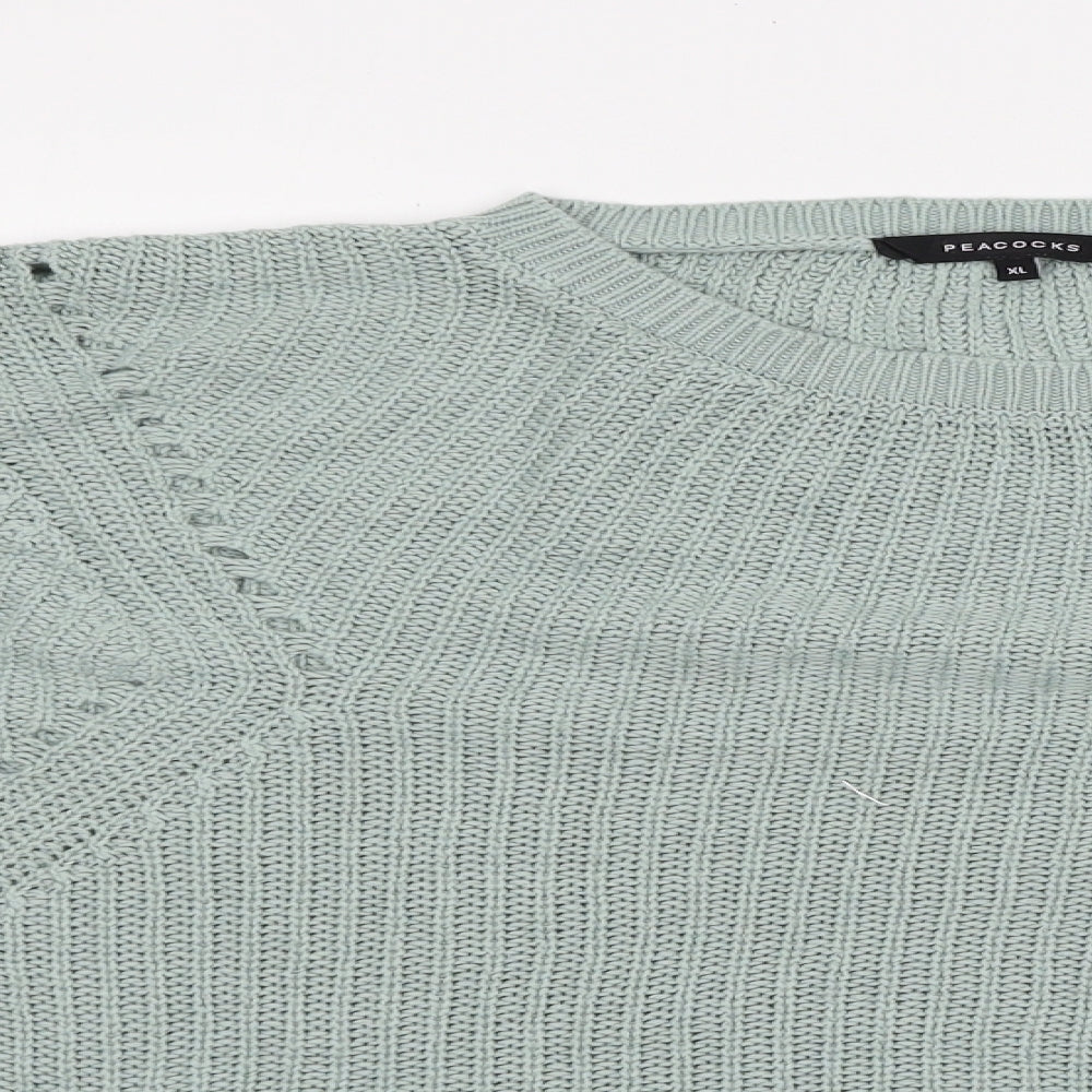 Peacocks Womens Green  Knit Pullover Jumper Size XL