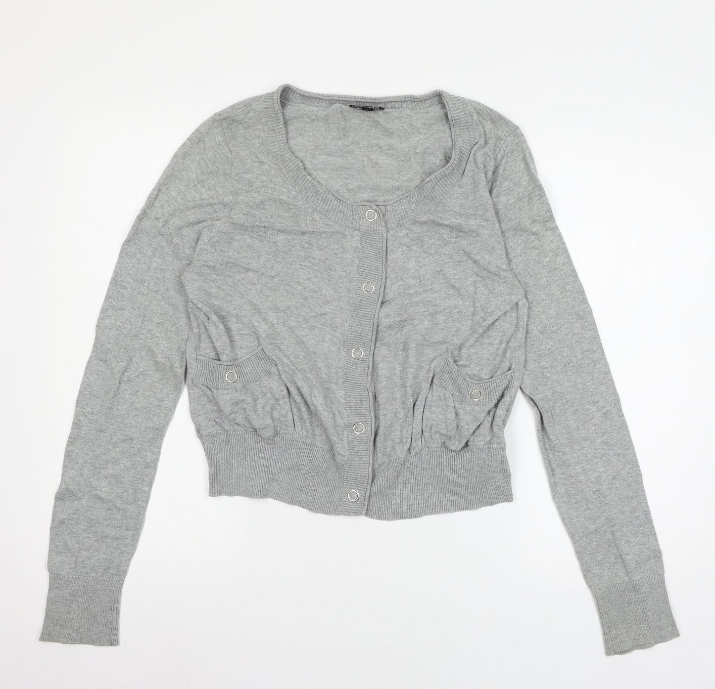 Topshop Womens Grey  Knit Cardigan Jumper Size 14