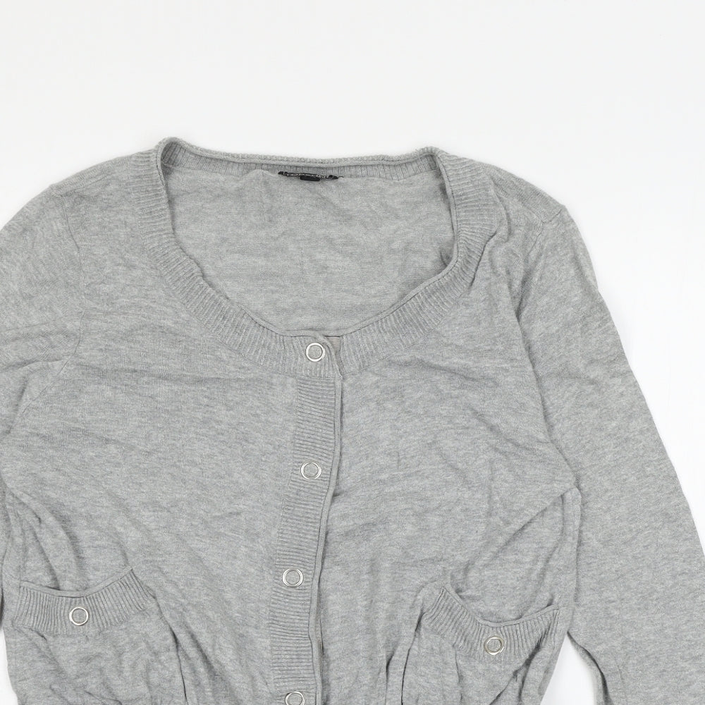Topshop Womens Grey  Knit Cardigan Jumper Size 14