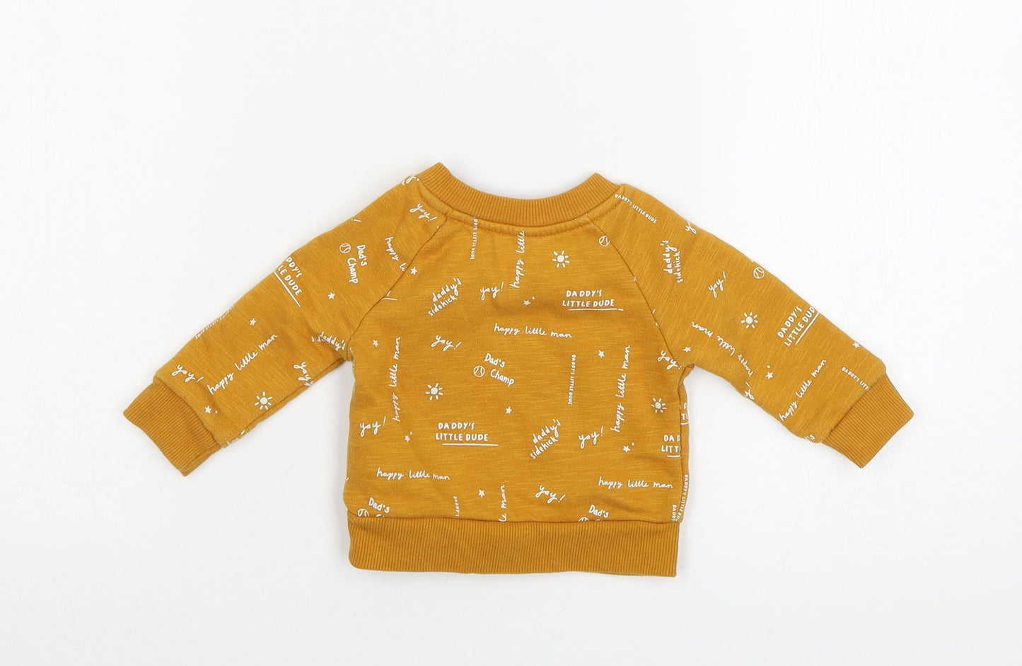 Primark Boys Orange Geometric Jersey Pullover Jumper Size 0-3 Months  - Daddy's Champ
