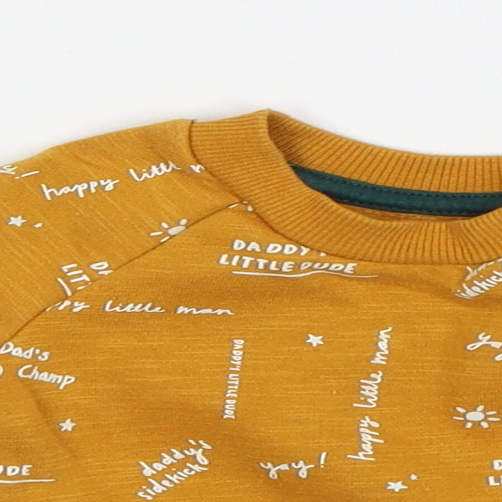 Primark Boys Orange Geometric Jersey Pullover Jumper Size 0-3 Months  - Daddy's Champ