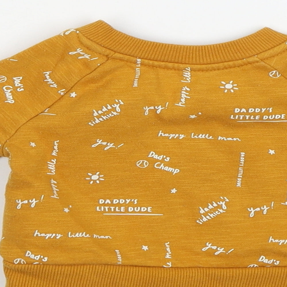 Primark Boys Orange Geometric Jersey Pullover Jumper Size 0-3 Months  - Daddy's Champ