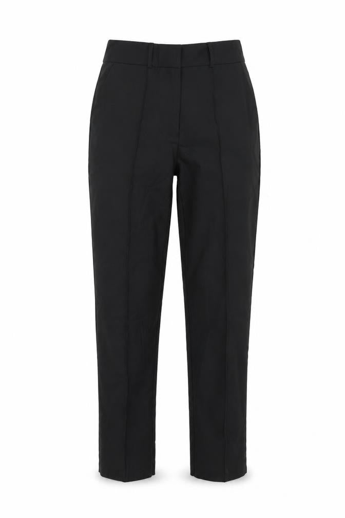 Front view of ASOS women’s black trousers, size UK 8, 24-inch leg