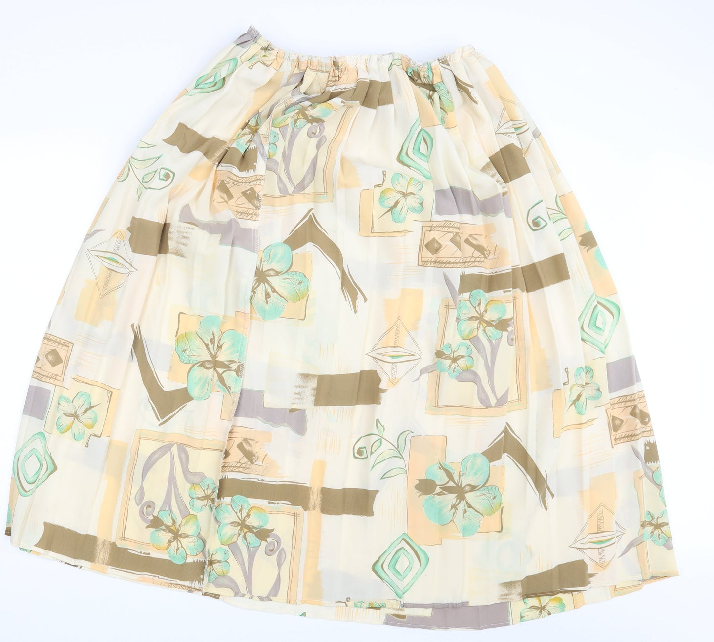 Preworn Womens Ivory Floral  A-Line Skirt One Size