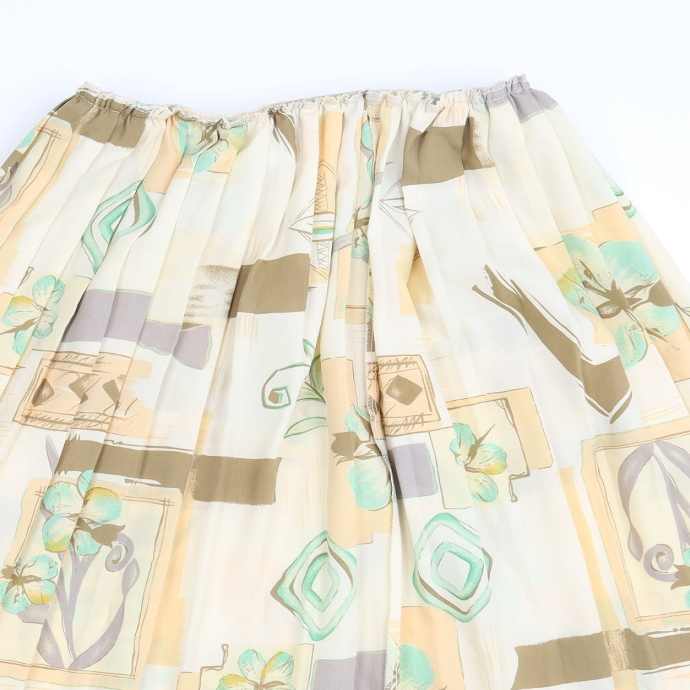 Preworn Womens Ivory Floral  A-Line Skirt One Size