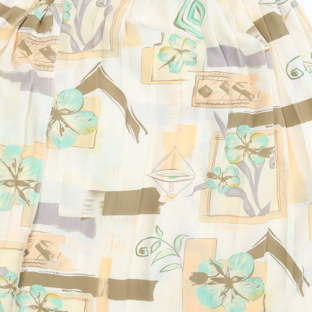 Preworn Womens Ivory Floral  A-Line Skirt One Size