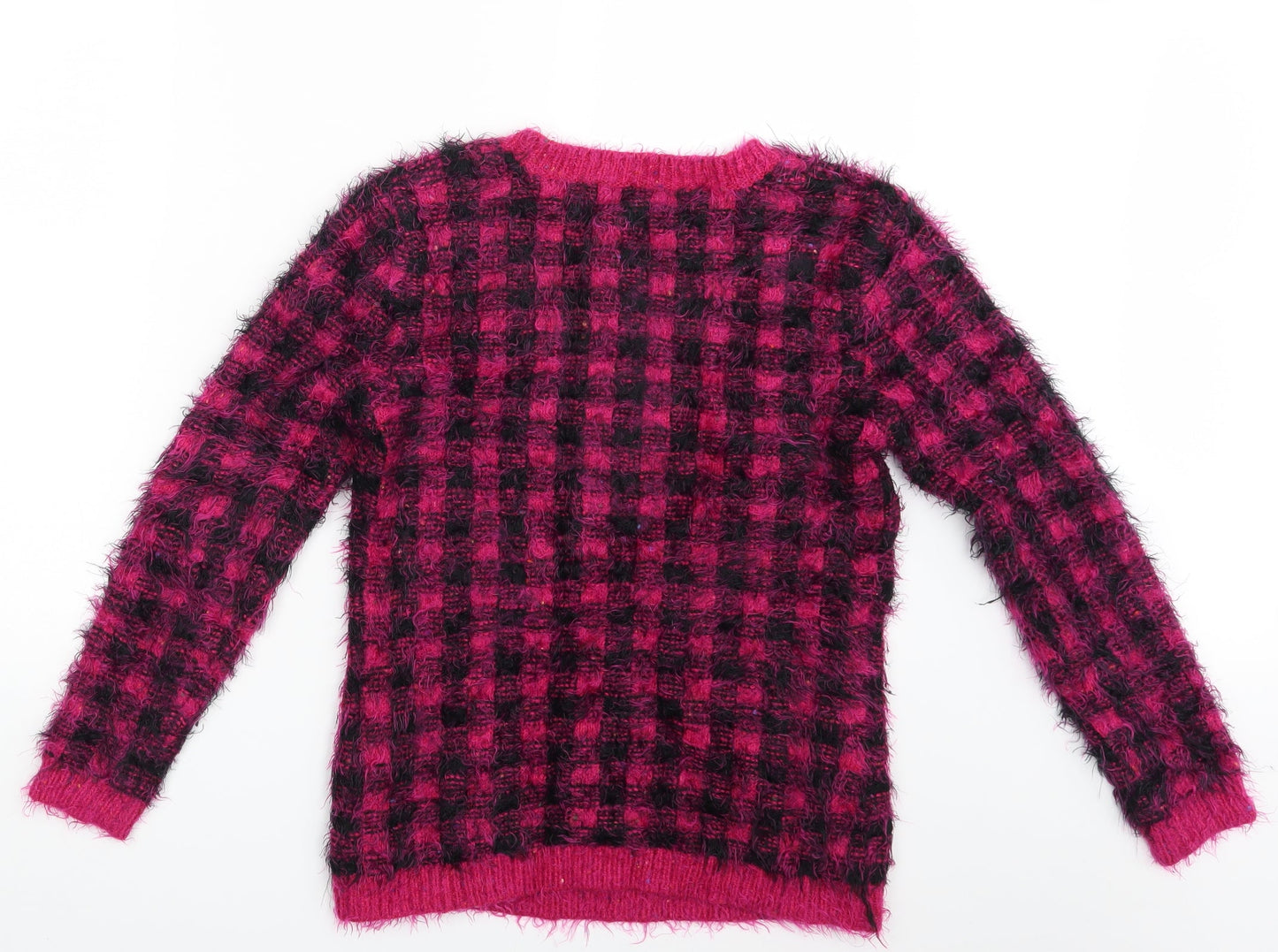 Miyoko Womens Pink Check  Pullover Jumper Size M