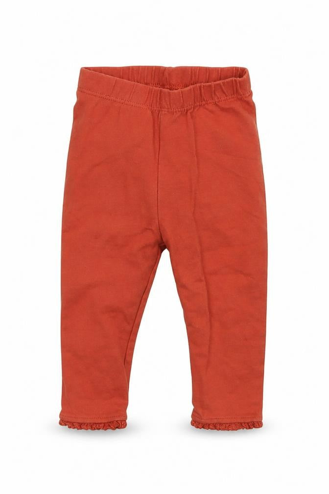 Front view of Nutmeg Baby Brown Jogger Leggings, size 3-6, Months - Waist 12in; inside leg 7in