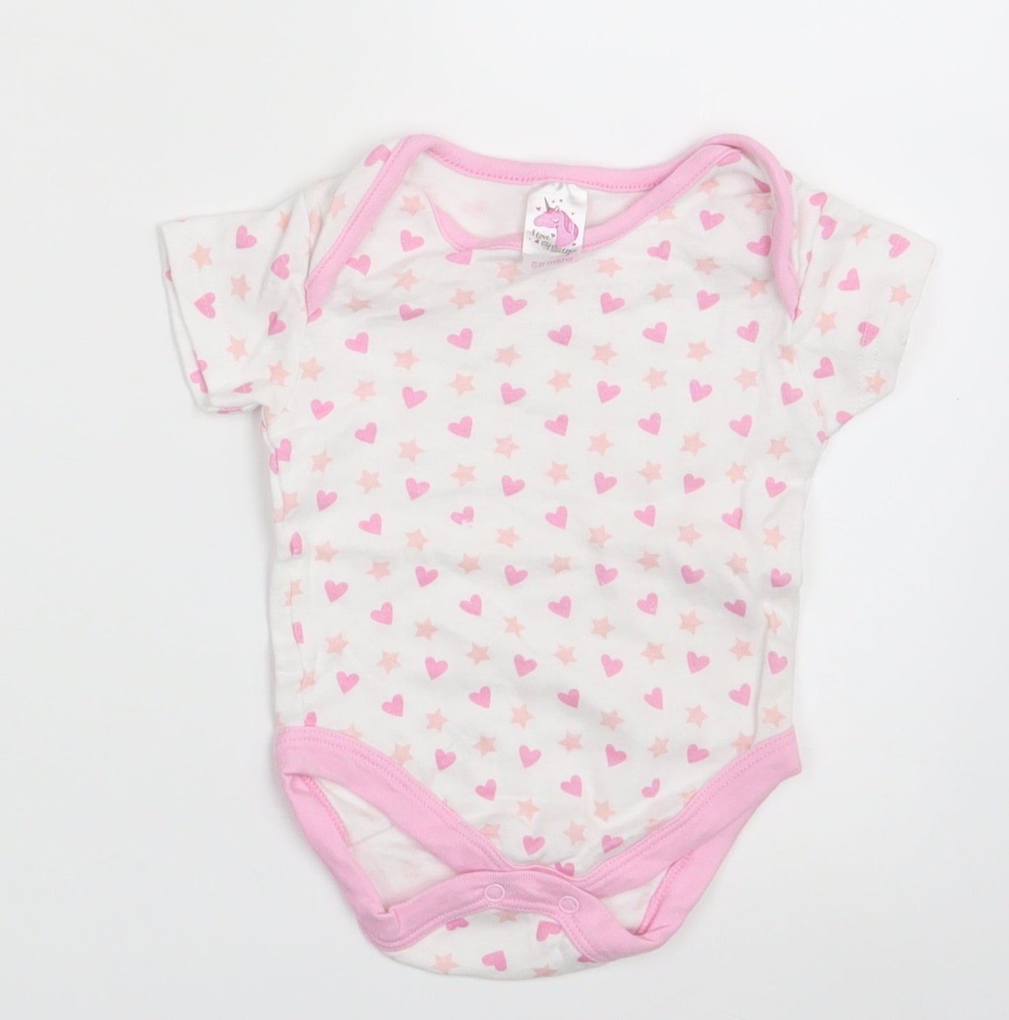 I Love my Unicorn Girls White Polka Dot  Basic T-Shirt Size 6-9 Months