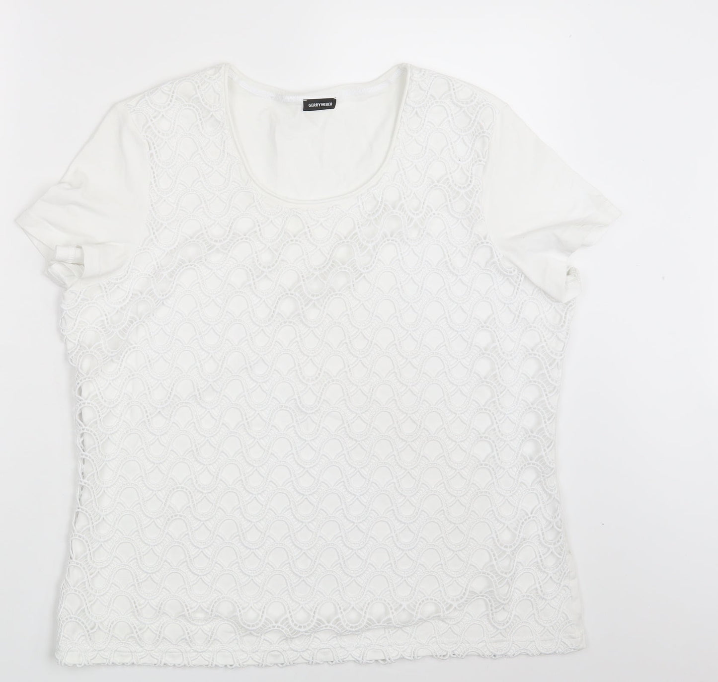 Gerry Weber Womens White Geometric  Basic T-Shirt One Size