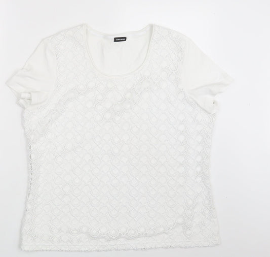 Gerry Weber Womens White Geometric  Basic T-Shirt One Size