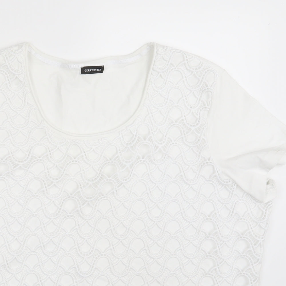 Gerry Weber Womens White Geometric  Basic T-Shirt One Size