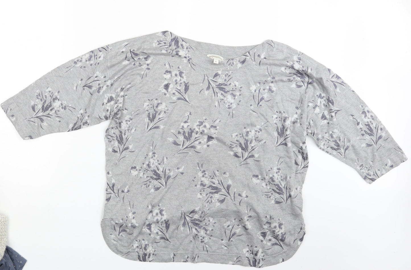 Monsson Womens Grey Floral  Pullover Jumper Size XL