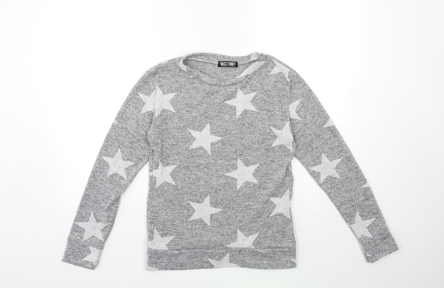 miss funky Womens Grey  Knit Pullover Jumper Size S