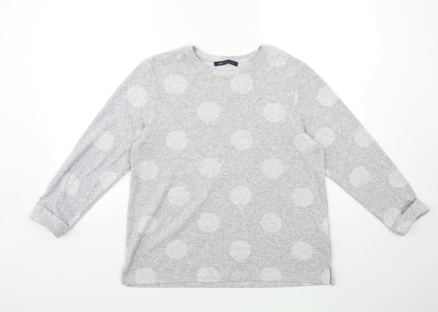 Marks and Spencer Womens Grey Polka Dot Knit Pullover Jumper Size 14