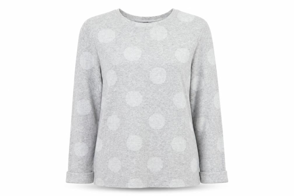 Marks and Spencer Womens Grey Polka Dot Knit Pullover Jumper Size 14