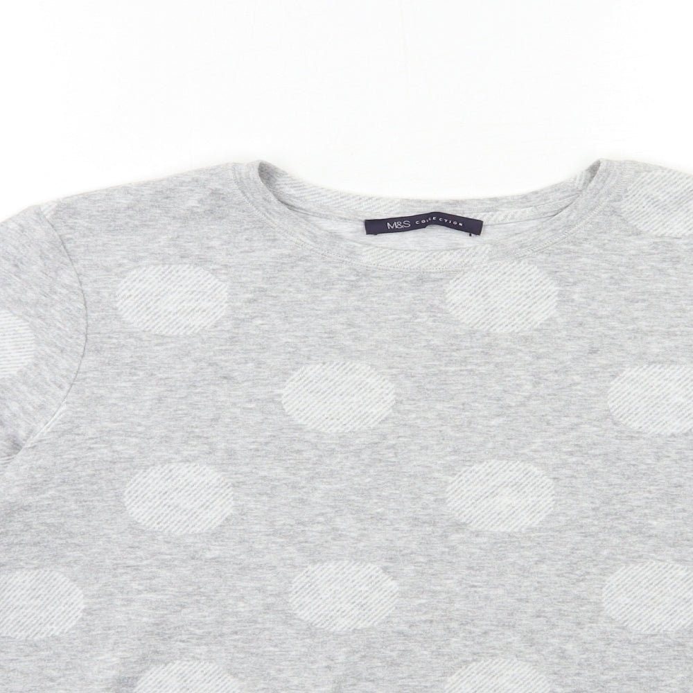 Marks and Spencer Womens Grey Polka Dot Knit Pullover Jumper Size 14
