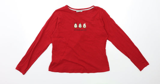 New Look Womens Red   Basic T-Shirt Size XS  - AVO MERRY CHRISTMAS