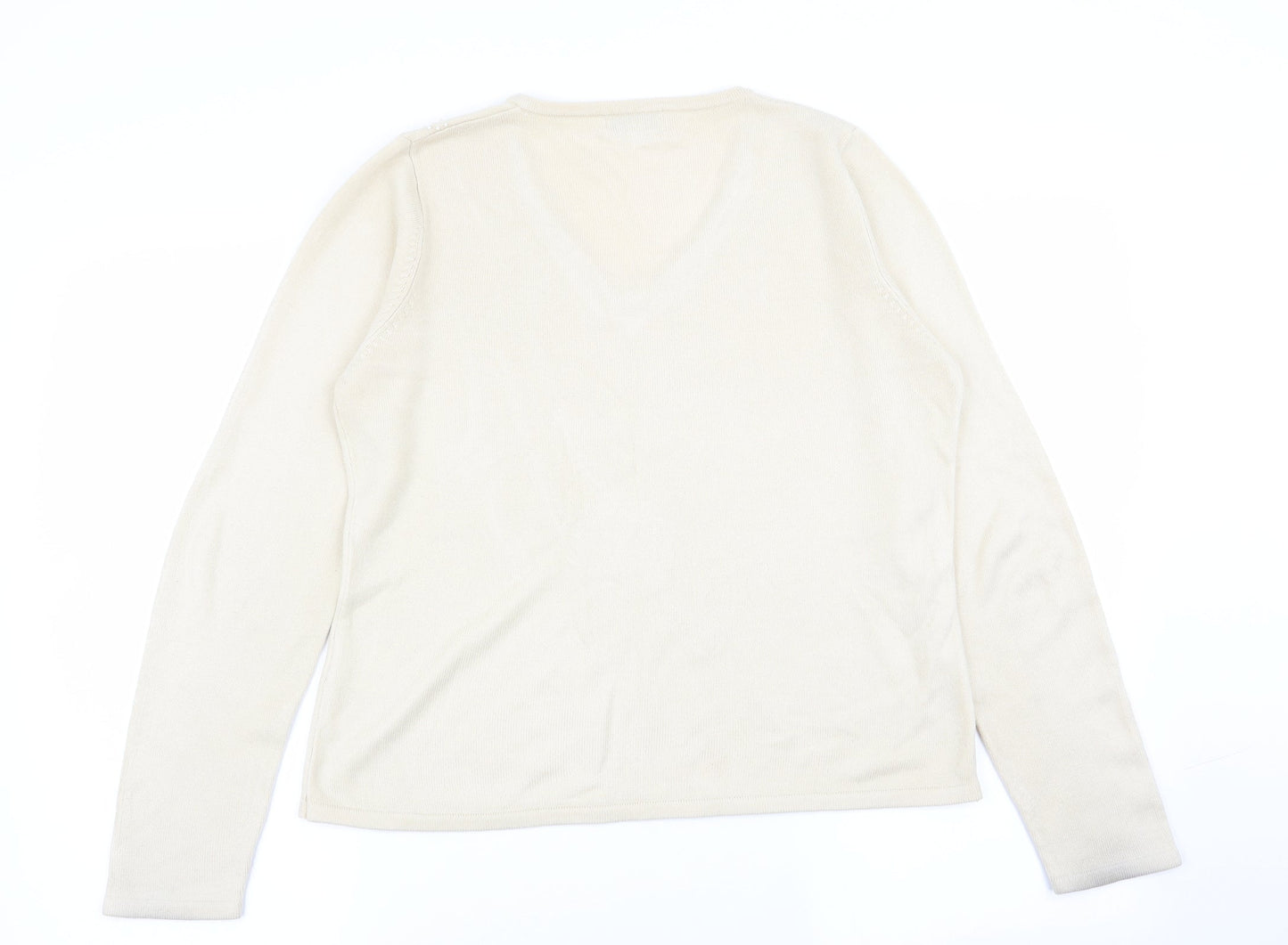 fay louise Womens Beige Floral  Pullover Jumper Size M