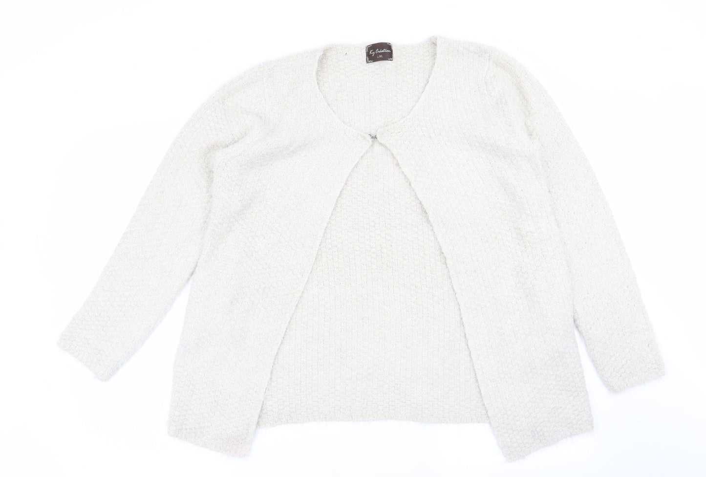 Ky Creations Womens Beige   Cardigan Jumper Size L  - Size L/XL