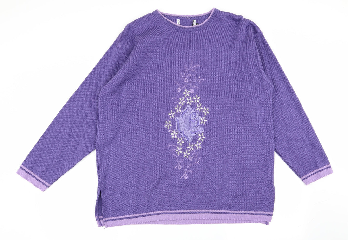 Preworn Womens Purple Floral  Pullover Jumper Size M
