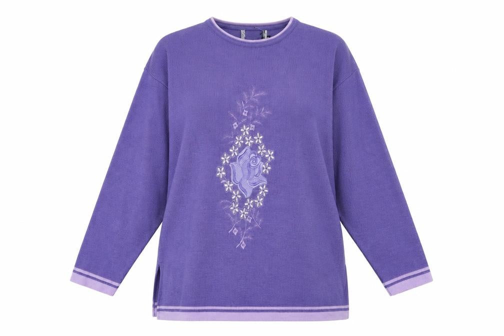 Preworn Womens Purple Floral  Pullover Jumper Size M