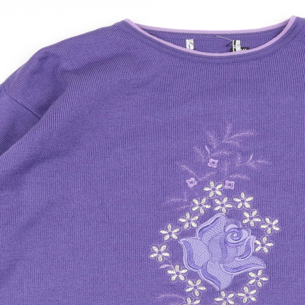 Preworn Womens Purple Floral  Pullover Jumper Size M