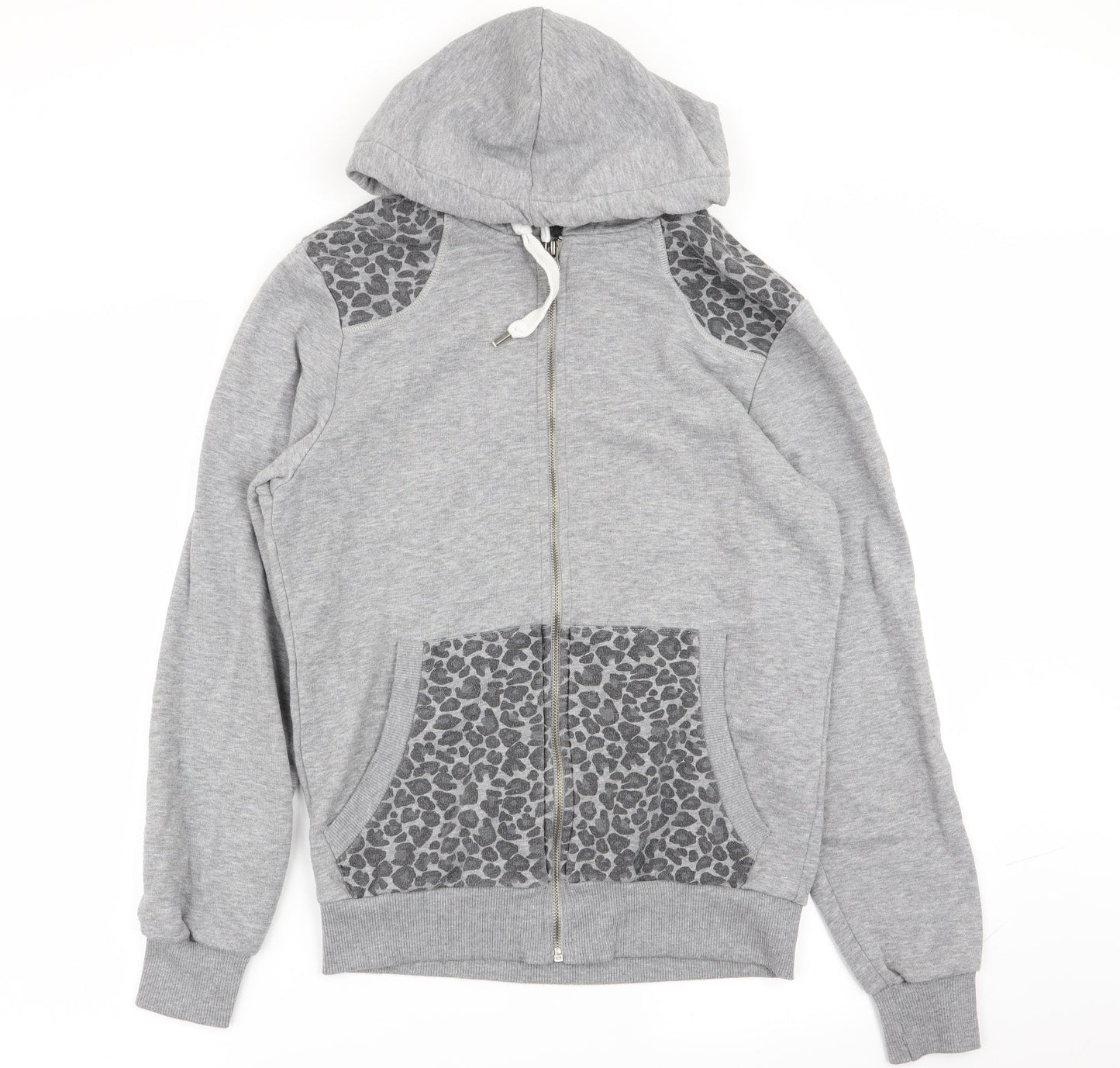 projekts Womens Grey Animal Print  Full Zip Jumper Size S