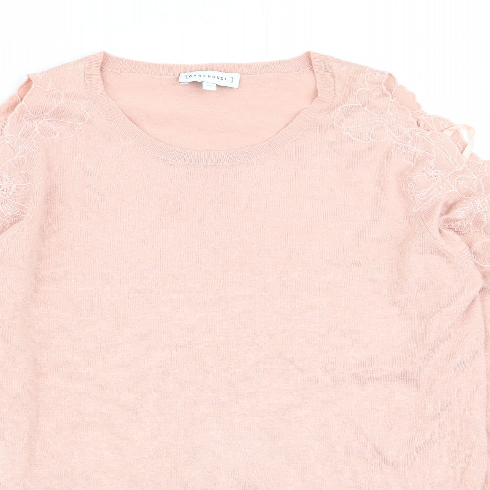 Warehouse Womens Pink Floral  Pullover Jumper Size 12