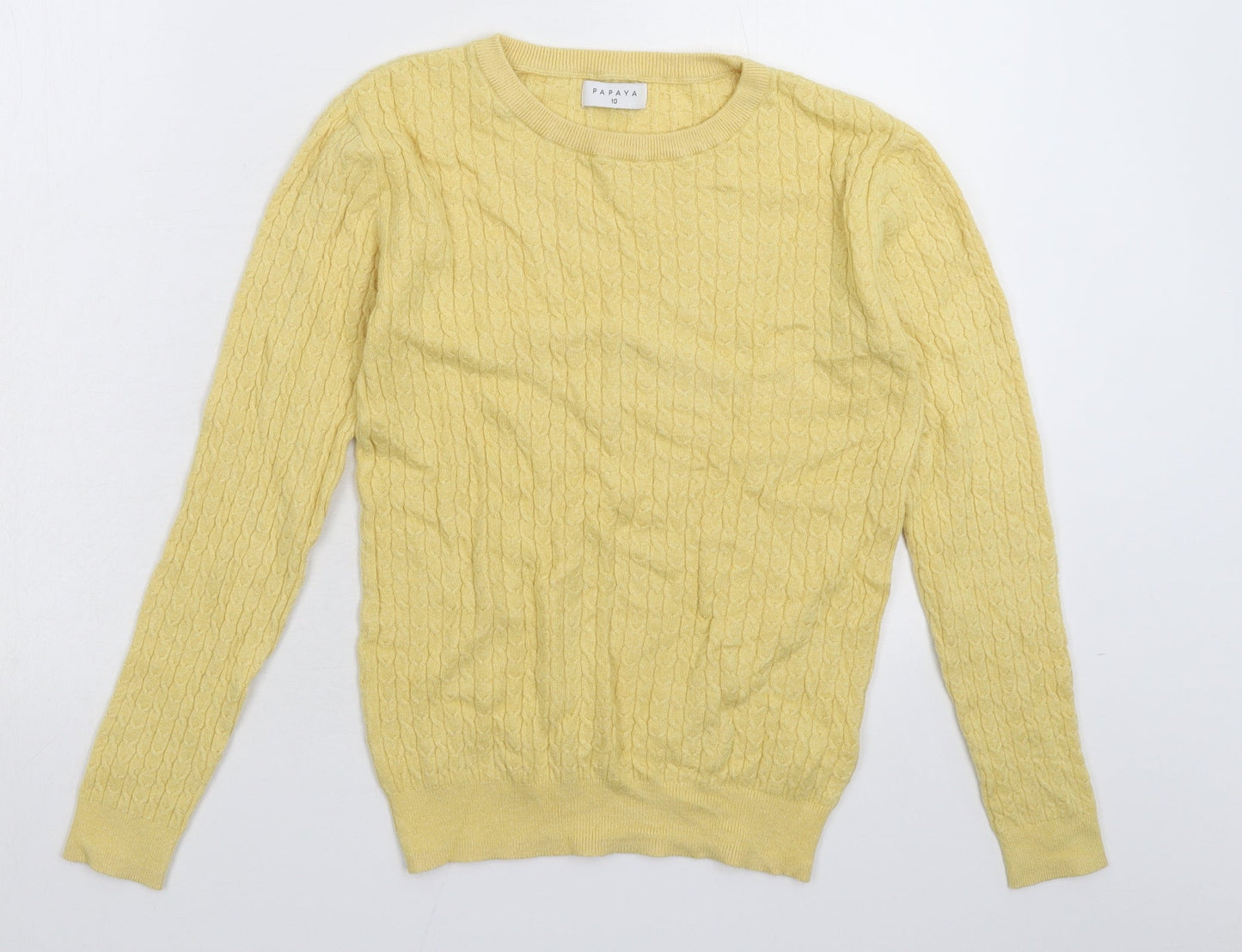Papaya Womens Yellow  Knit Pullover Jumper Size 10
