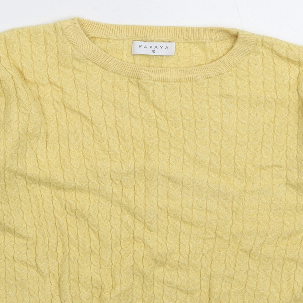 Papaya Womens Yellow  Knit Pullover Jumper Size 10