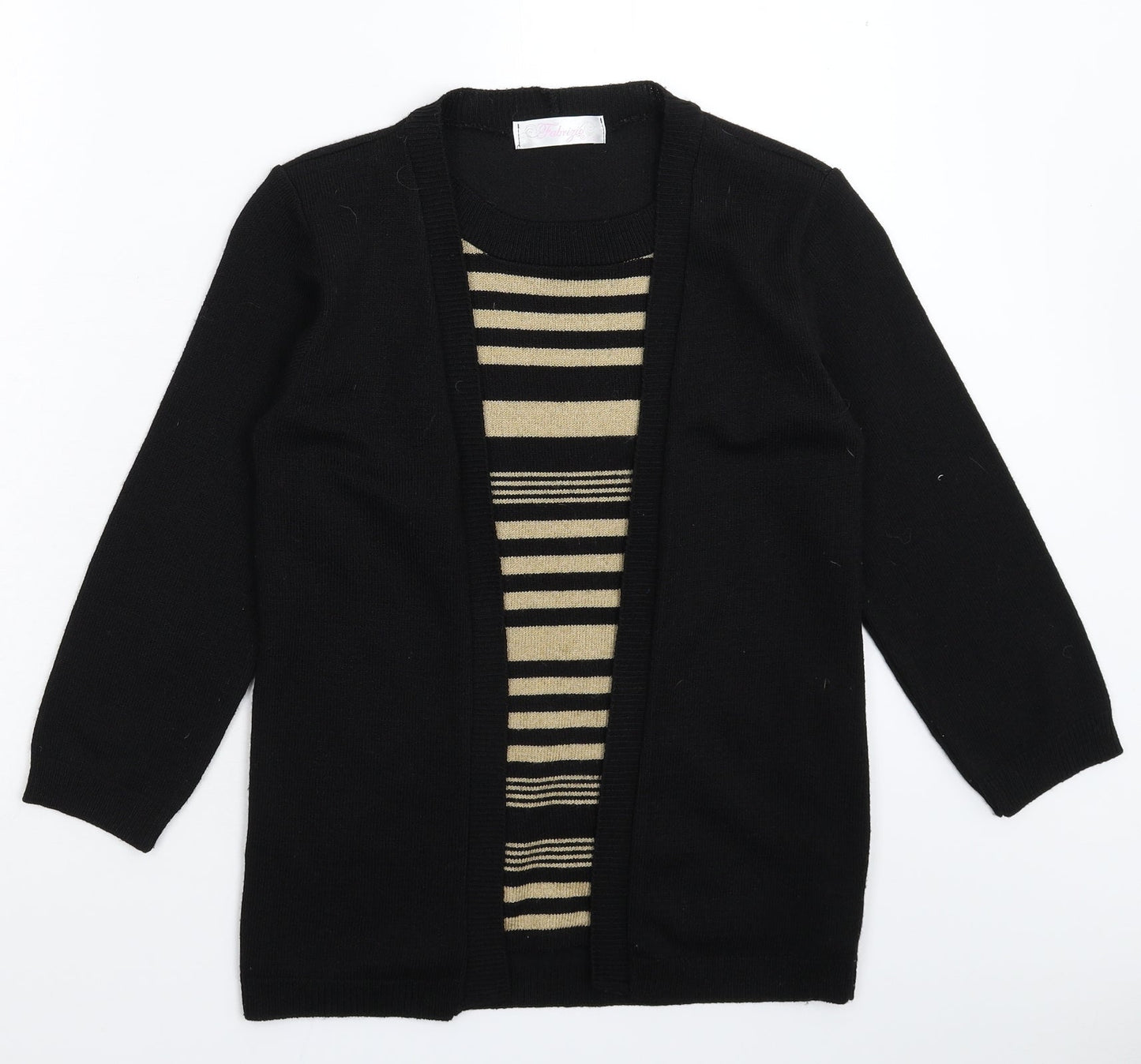 Fabrizio Womens Black Striped Knit Pullover Jumper Size S