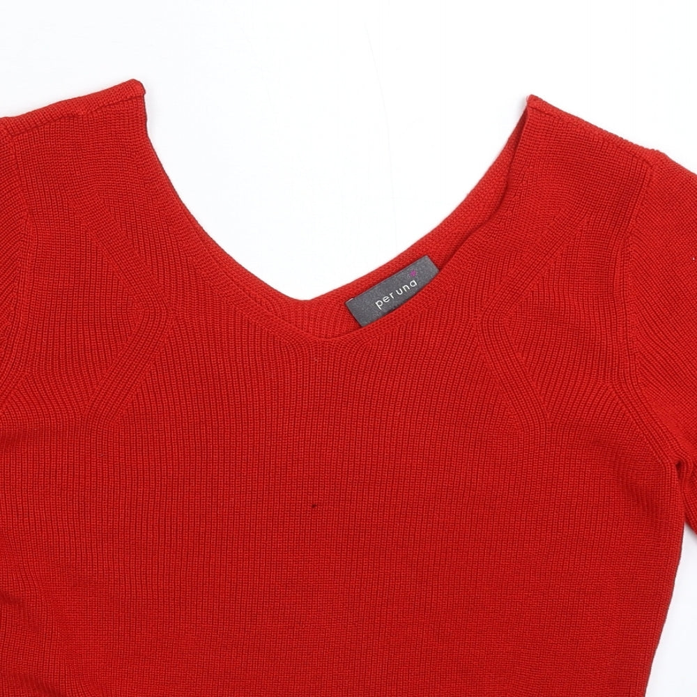 Per Una Womens Red  Knit Pullover Jumper Size 12
