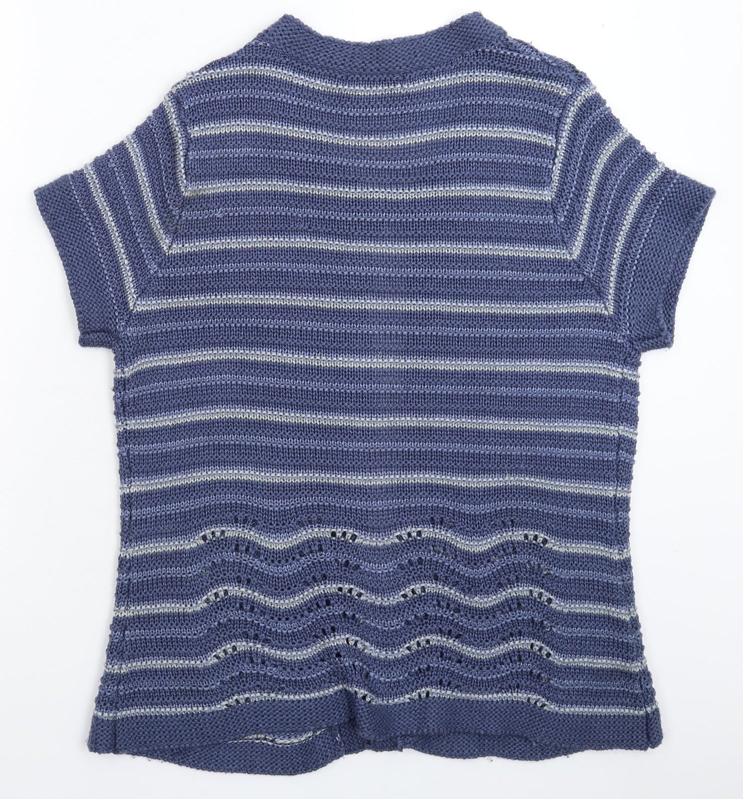Anna Rose Womens Blue Striped Knit Cardigan Jumper Size L