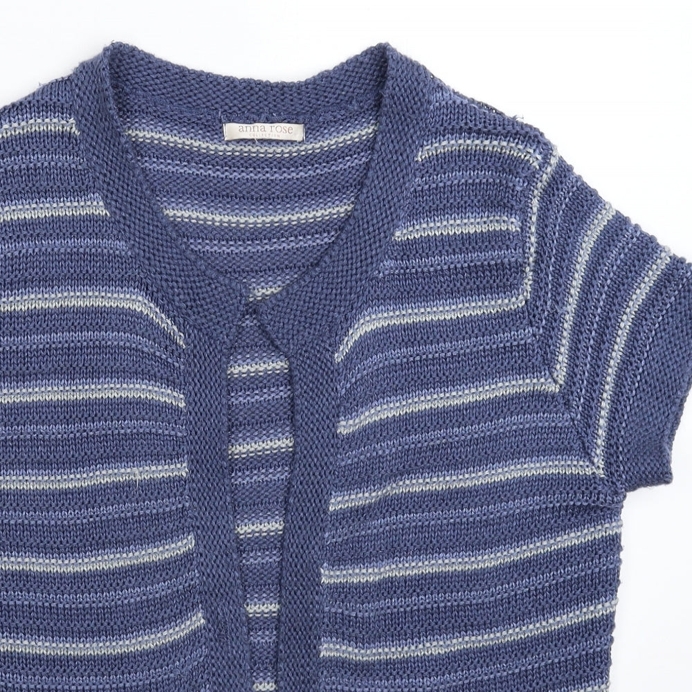 Anna Rose Womens Blue Striped Knit Cardigan Jumper Size L