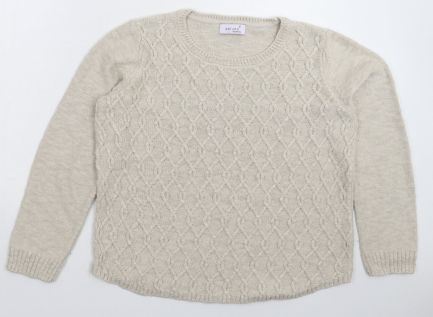 Per Una Womens Grey  Knit Pullover Jumper Size 14