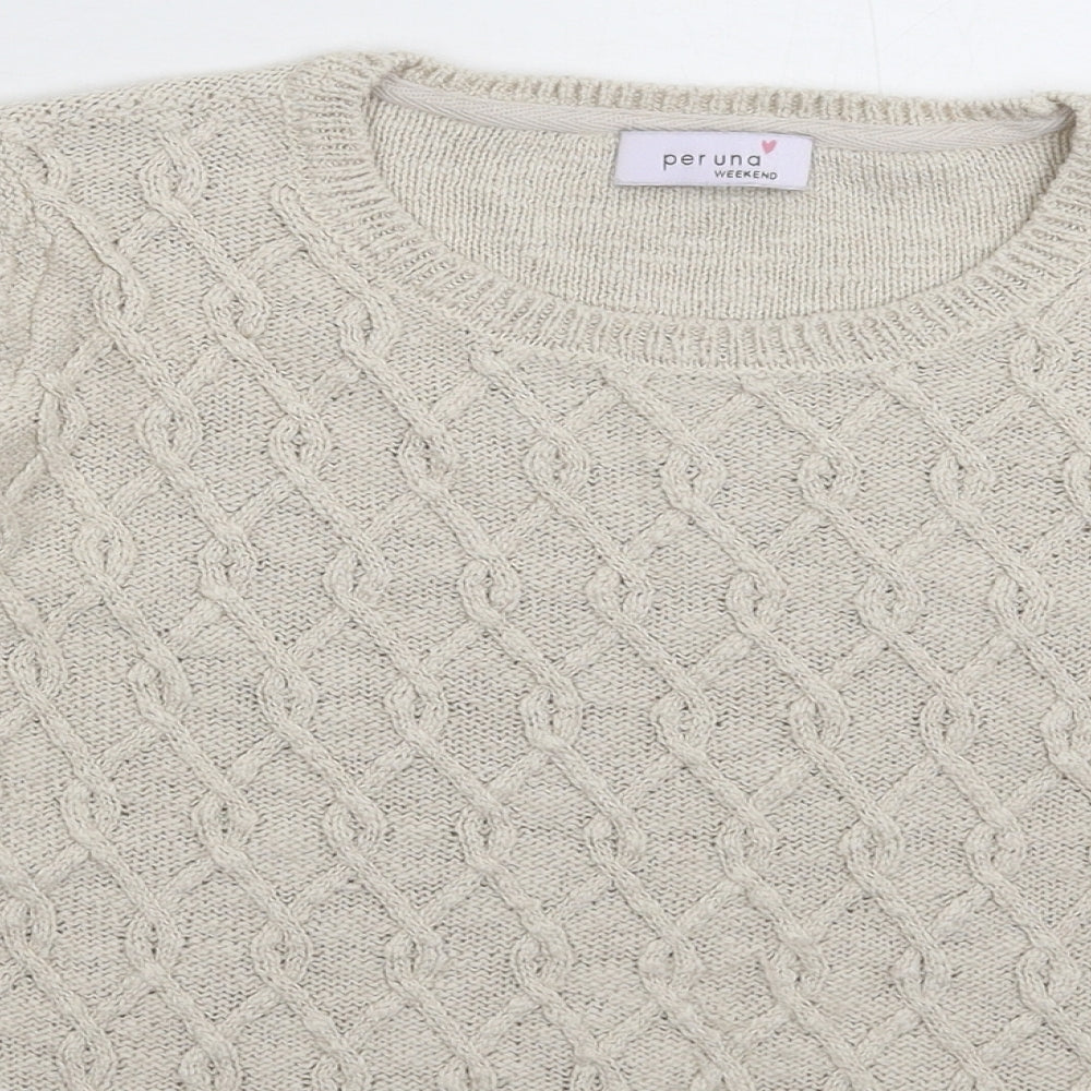 Per Una Womens Grey  Knit Pullover Jumper Size 14