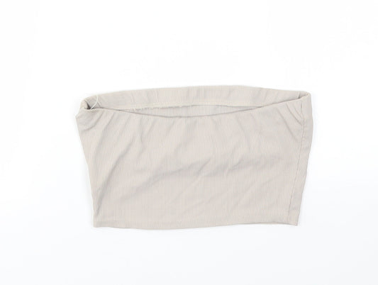 Boohoo Womens Beige   Cropped T-Shirt Size 8